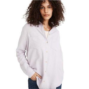 Madewell Lilac Lavender Oversized Flannel Sunday Shirt Shacket Pockets Button Up